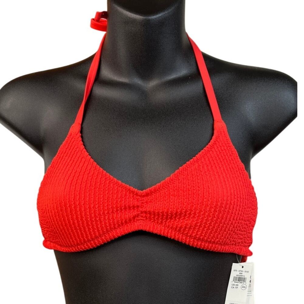 Aerie Red Ribbed Halter Biniki top XS New